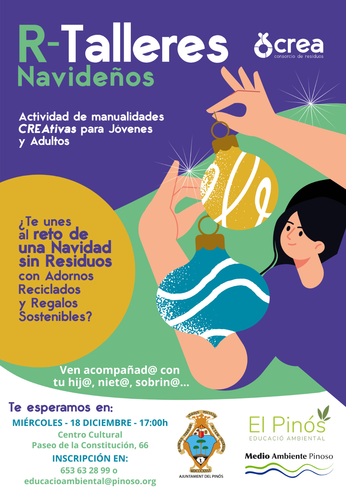 TALLER DE ADORNOS NAVIDEÑOS CON MATERIALES RECICLADOS Y REGALOS SOSTENIBLES