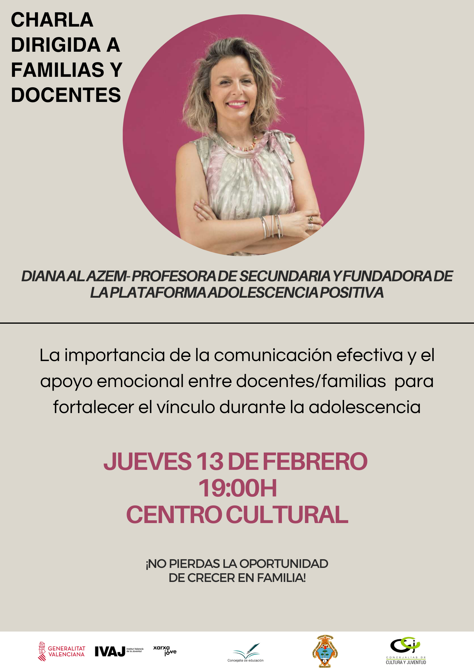 CHARLA CAMPAÑA PREVENCIÓN A CARGO DE DIANA AL AZEM