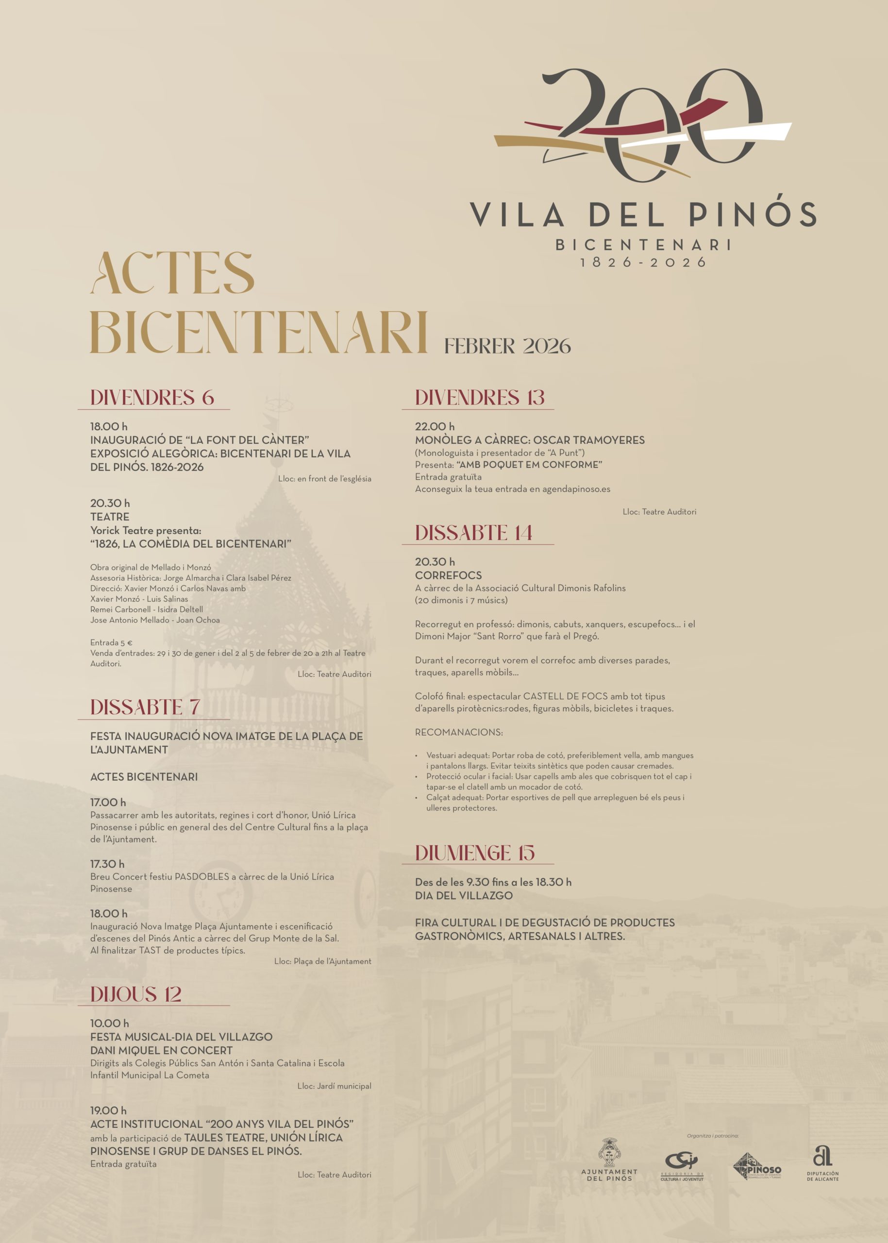 ACTIVIDADES BICENTENARIO DE PINOSO